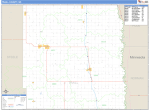 Traill County, North Dakota Zip Code Wall Map