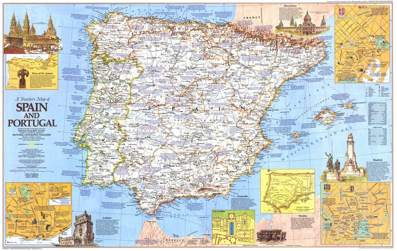 Travelers Map Of Spain And Portugal Map 1984 Side 1 Maps.com