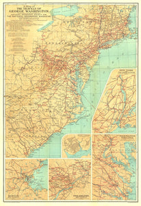 Travels Of George Washington Map 1932
