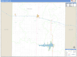 Trego County, Kansas Zip Code Wall Map