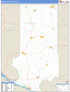 Trempealeau County, Wisconsin Zip Code Wall Map