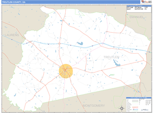 Treutlen County, Georgia Zip Code Wall Map