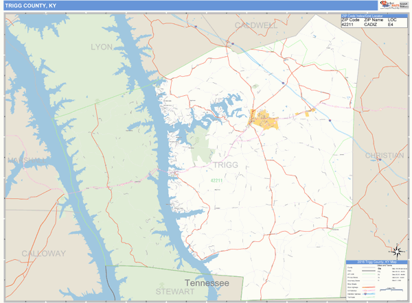 Trigg County, Kentucky Zip Code Wall Map Market Maps (IDI)