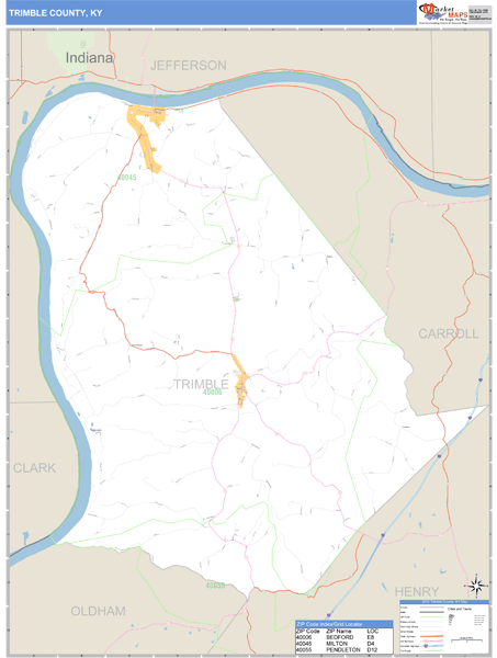 Trimble County, Kentucky Zip Code Wall Map Market Maps (IDI)