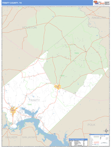 Trinity County, Texas Zip Code Wall Map
