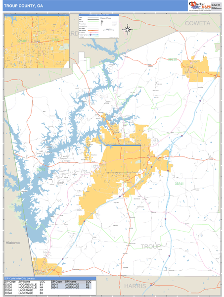 Troup County, Georgia Zip Code Wall Map Market Maps (IDI)