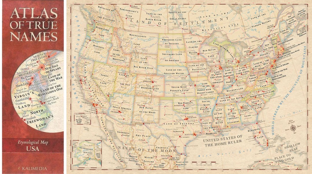 Truee Map Atlas of True Names, USA - Laminated by Kalimedia | Map Geek.com