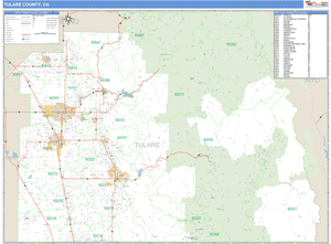 Tulare County, California Zip Code Wall Map
