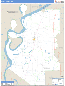 Tunica County, Mississippi Zip Code Wall Map