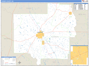 Turner County, Georgia Zip Code Wall Map