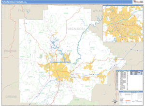 Tuscaloosa County, Alabama Zip Code Wall Map