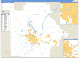 Tuscaloosa, Alabama Metro Area Wall Map
