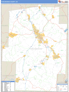 Tuscarawas County, Ohio Zip Code Wall Map