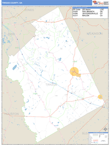 Twiggs County, Georgia Zip Code Wall Map