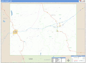 Uinta County, Wyoming Zip Code Wall Map