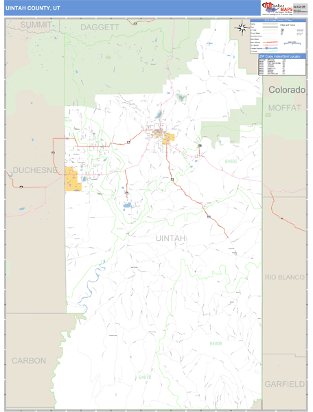 Uintah County, Utah Zip Code Wall Map Market Maps (IDI)