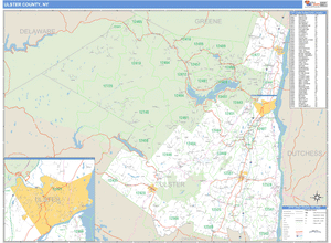 Ulster County, New York Zip Code Wall Map