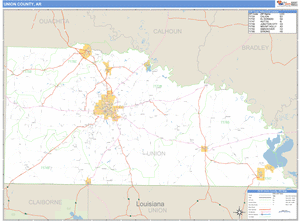 Union County, Arkansas Zip Code Wall Map
