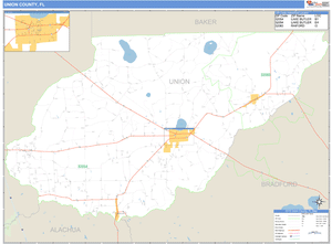 Union County, Florida Zip Code Wall Map