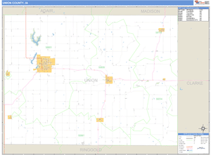 Union County, Iowa Zip Code Wall Map