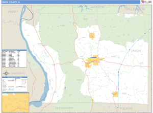 Union County, Illinois Zip Code Wall Map