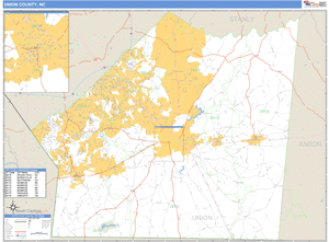 Union County, North Carolina Zip Code Wall Map