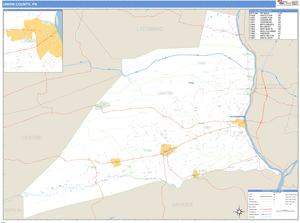Union County, Pennsylvania Zip Code Wall Map