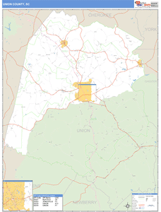 Union County, South Carolina Zip Code Wall Map