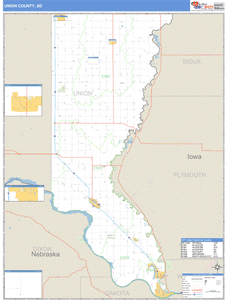 Union County, South Dakota Zip Code Wall Map