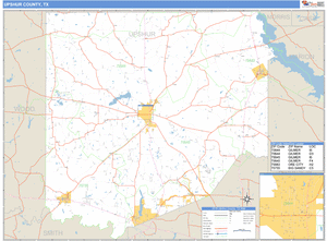 Upshur County, Texas Zip Code Wall Map