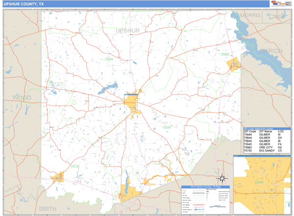 Upshur County, Texas Zip Code Wall Map Market Maps (IDI)