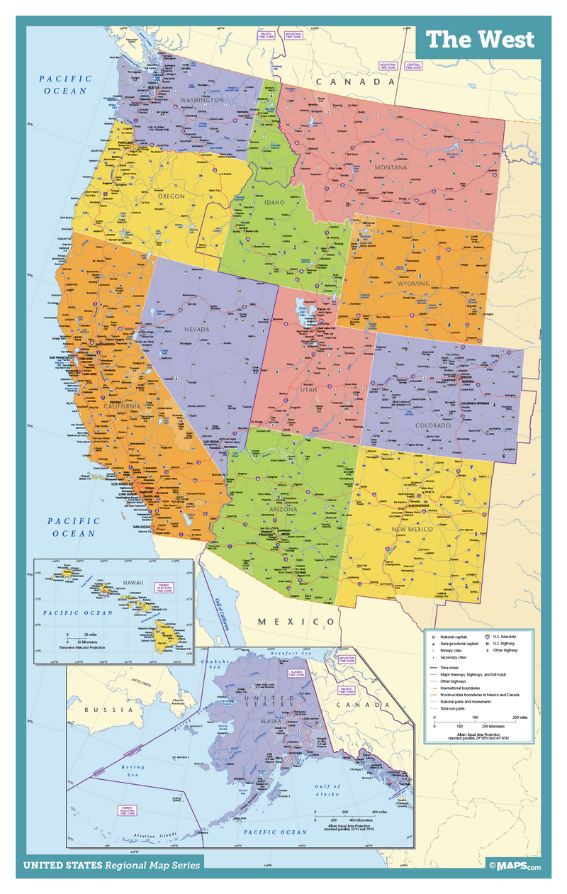 The West USA Wall Map Maps.com