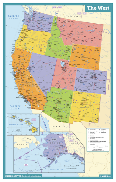The West USA Wall Map Maps.com