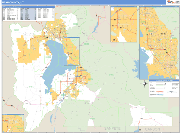 Utah County, Utah Zip Code Wall Map Market Maps (IDI)