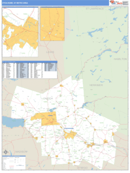 Utica Rome Area Utica-Rome, New York Metro Area Wall Map | Map Geek.com
