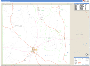 Uvalde County, Texas Zip Code Wall Map