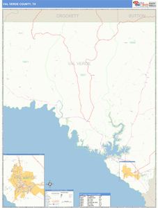 Val Verde County, Texas Zip Code Wall Map