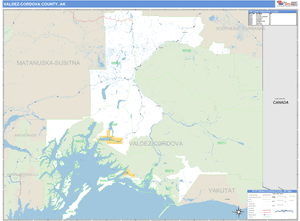 Valdez Chitina Whittier County, Alaska Zip Code Wall Map