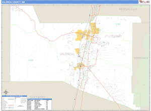 Valencia County, New Mexico Zip Code Wall Map