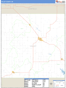 Valley County, Nebraska Zip Code Wall Map