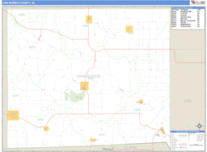 Van Buren County, Iowa Zip Code Wall Map