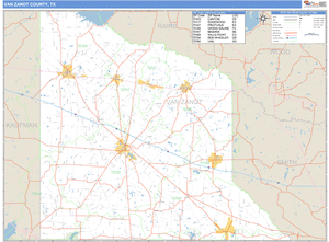 Van Zandt County, Texas Zip Code Wall Map