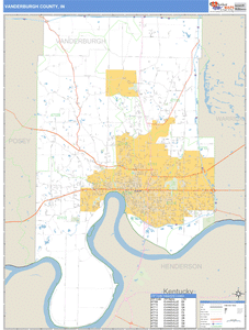 Vanderburgh County, Indiana Zip Code Wall Map