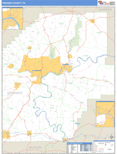 Venango County, Pennsylvania Zip Code Wall Map