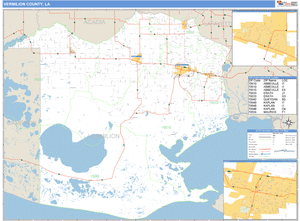 Vermilion County, Louisiana Zip Code Wall Map