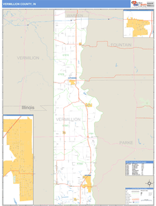 Vermillion County, Indiana Zip Code Wall Map