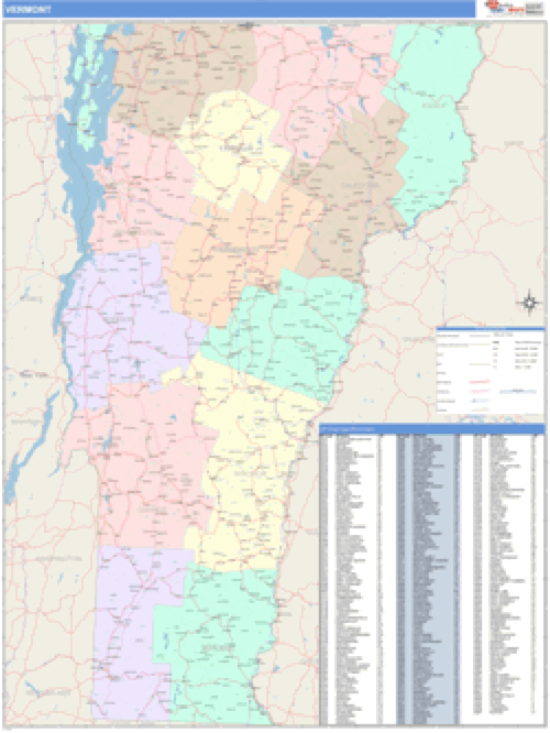 Vermont Business Wall Map Market Maps (IDI)