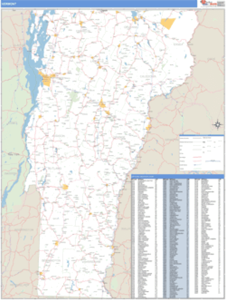 Vermont ZIP Code Wall Map Market Maps (IDI)