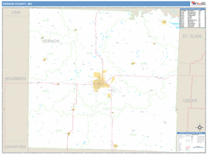 Vernon County, Missouri Zip Code Wall Map