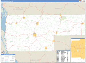 Vernon County, Wisconsin Zip Code Wall Map